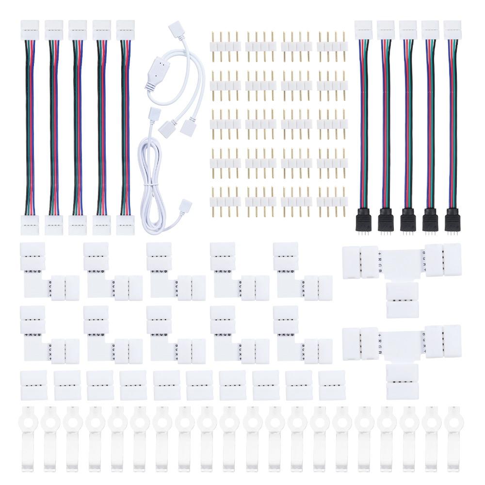 T/L Shape LED Strip Connector 4 Pin Quick Splitter Corner Connector  For DIY Lighting Project