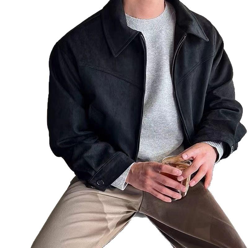 Men's High-End Loose Lapel Jacket - Spring/Autumn Hong Kong Style, Trendy and Stylish Short Jacket for Winter