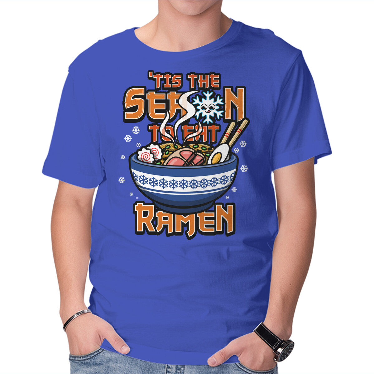 Unisex Crew Neck T-Shirt Tis The Season To Eat Ramen Graphic Short Sleeve Casual Tee XXXXL