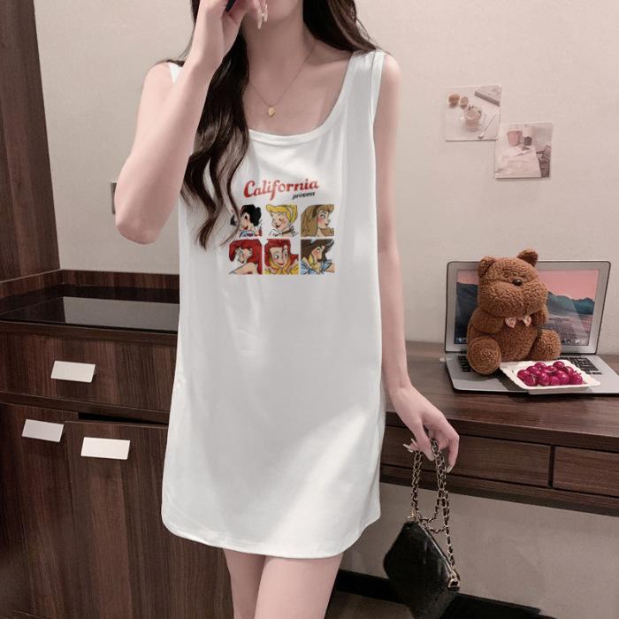2026 summer new suspender vest women s summer inner bottoming shirt loose outer wear vest sleeveless t-shirt top S белый