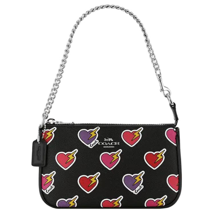 

Coach 19 Heart Lightning Print Coated Canvas And Recycled Leather Tote Shoulder Bag Small Women bags Black CW452-SVA47 Basic Set (Bag+Dust Bag)