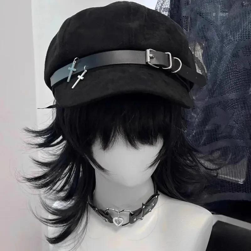 Autumn Winter Versatile Beret Retro Flat Top Visor Small Face Black Painter Hat Classic Versatile Adjustable Hat Octagonal Cap