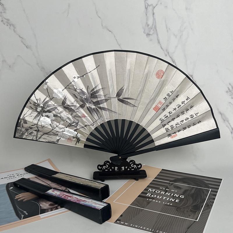 Traditional Chinese Folding Fan Vintage Hand Fan for Decoration and Performance
