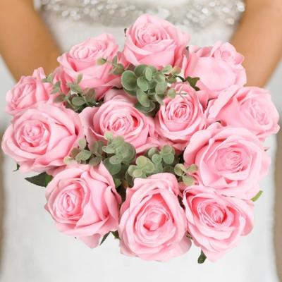 12 piezas de flores artificiales rosas a granel ramo de rosas de seda falsas con tallo largo flores de rosas sintéticas para decoraciones de mesa de fiesta en casa de boda