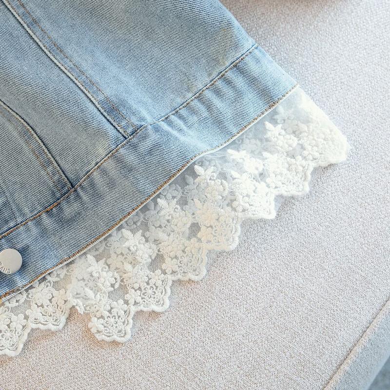 Women's Lace Trim Denim Vest
