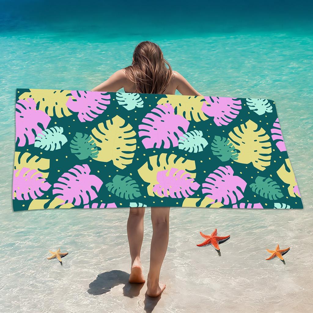 Pink Blue Leopard Animal Print Beach Towel Polyester Quick Drying Sandproof Bath Towel Summer Seaside Travel Outdoor Blanket