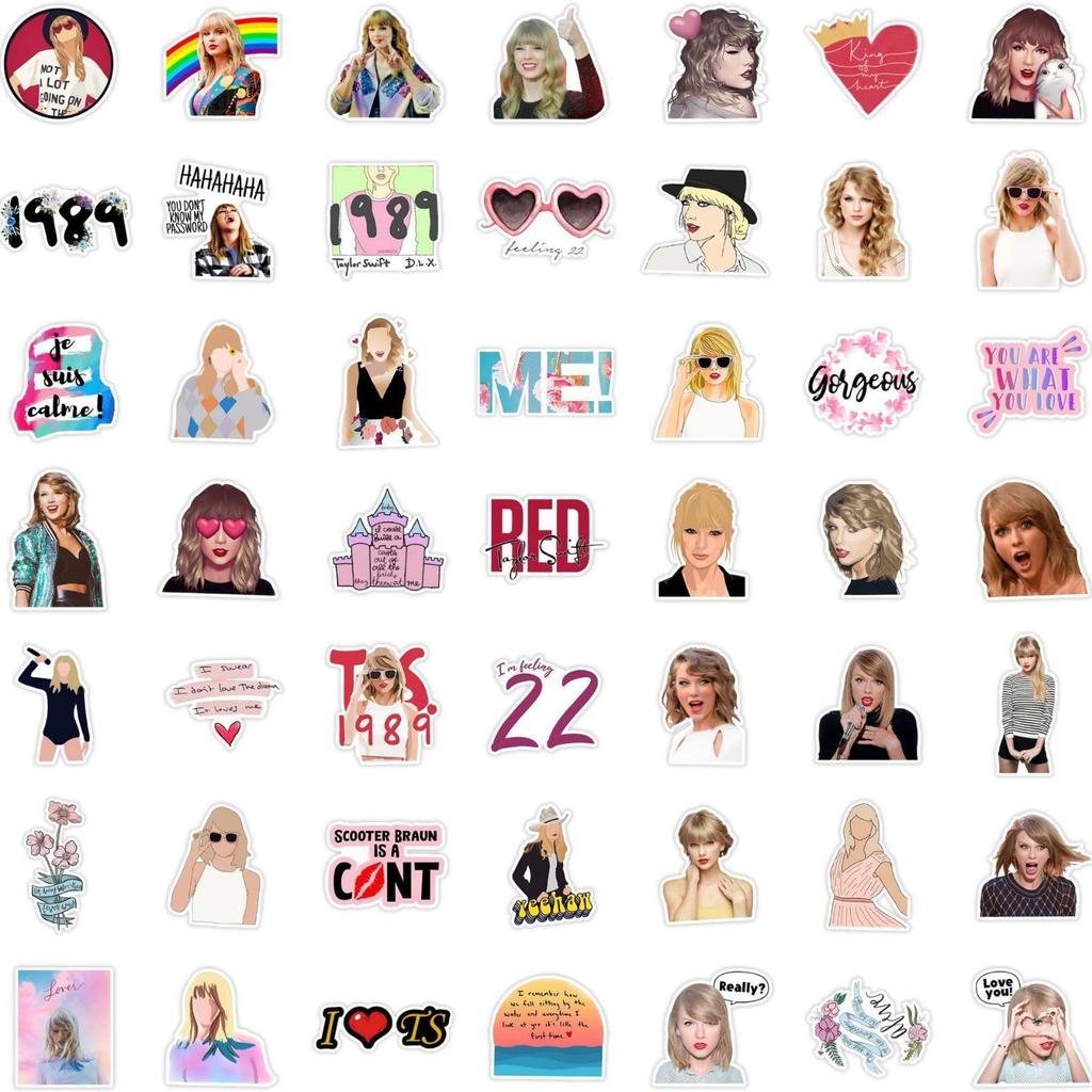 50 Stück Taylor Swift Wasserdichte Dekorationsaufkleber für Gepäck, Skateboards und Computer