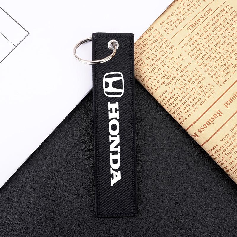 Canvas Car Logo Keychain Keyring Pendant For Honda Civic Xrv CRV City Accord Fit Jazz Insight Pilot Odyssey Passport Shuttle HRV EB1