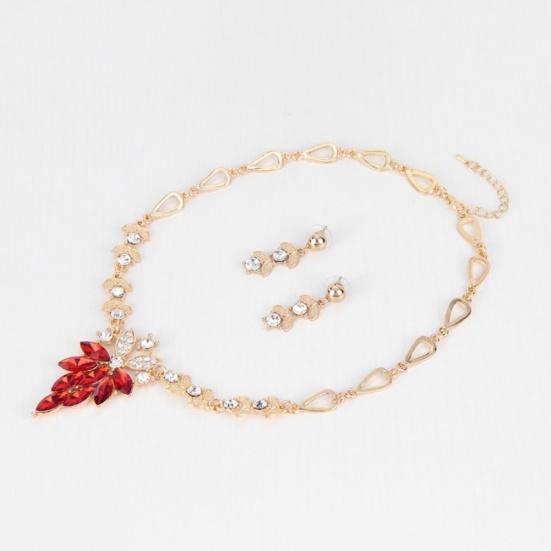 Femmes strass raisin pendentif collier boucles d'oreilles bague Bracelet ensemble de bijoux