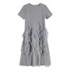 2026 Spring/Summer Plus Size Mesh Patchwork T-shirt Dress, Gray, Short Sleeve, Regular Shoulder Style for Women