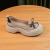 Fashion Women's Fashion Single Shoes Autumn New Round Head Shallow Mouth Butterfly Knot Comfortable Slip-on Retro Casual Platform Shoes