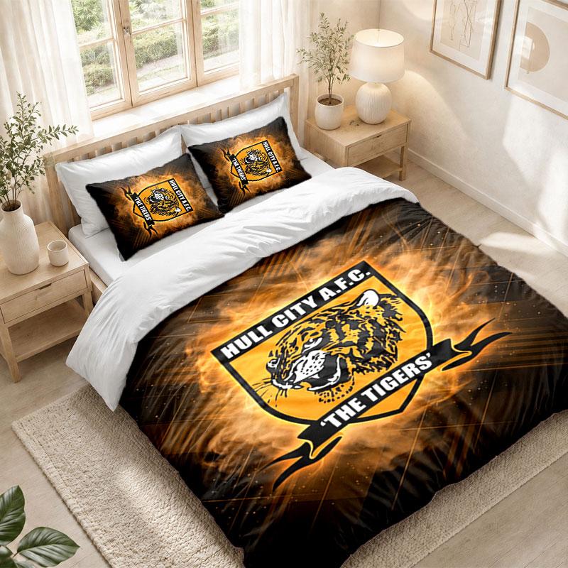 Bedding Set 1 Duvet Cover 2 Pillowcases Hull FC Print Bedroom Home Decoration