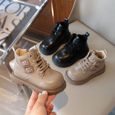 Fashion Girl Shoe 2025 Autumn New British Style Child Boots Simple and Versatile Girl Ankle Boots Soft Sole Anti Slip Boys Shoes