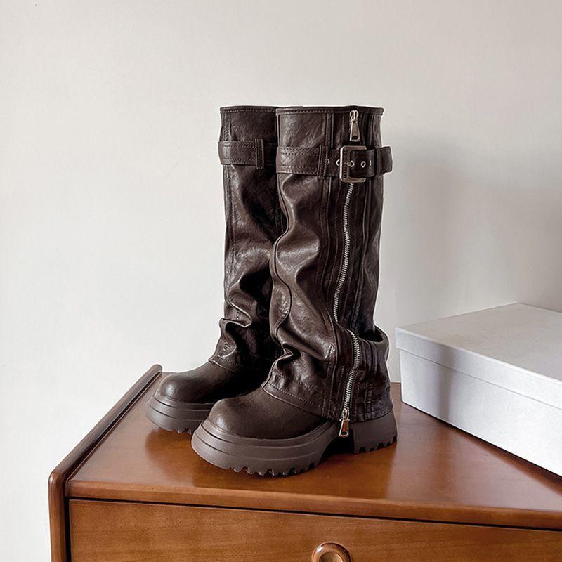 

Retro high-heeled trouser boots women s autumn and winter 2025 new muffin thick-soled small height-increasing fashion boots 40