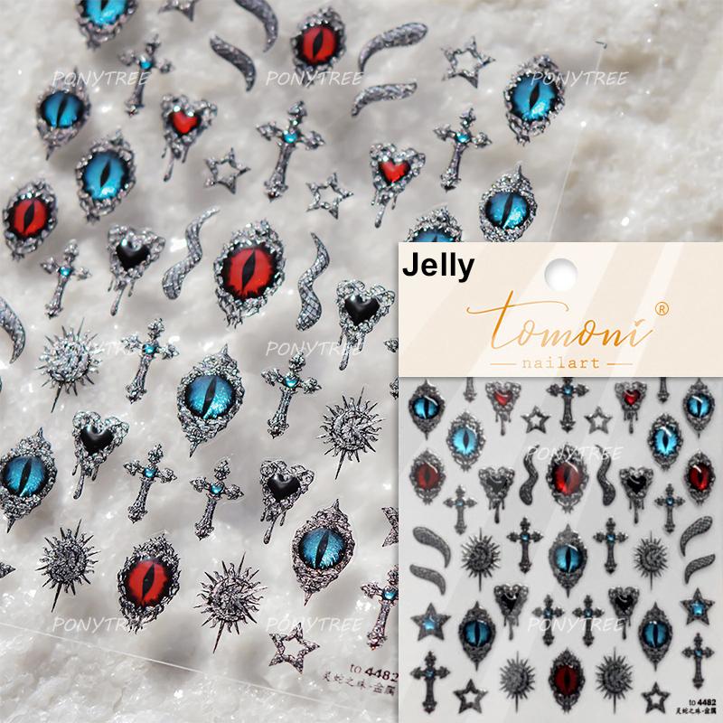 Punk Silver Metal Line Star Flower Love Colorful Butterfly Nail Art Stickers Horror Halloween Decorations Manicure Decals