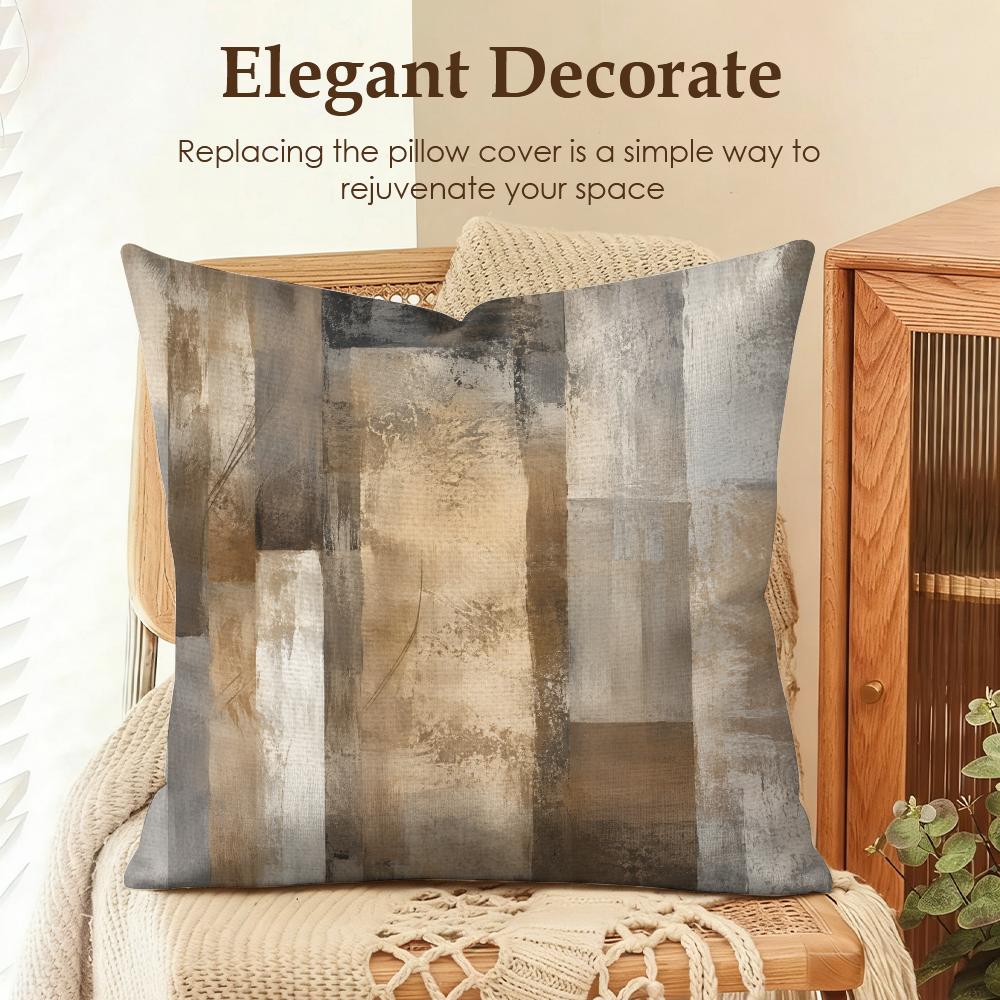 Retro Wall Color Pattern Cushion Cover Natural Linen Organic Fabric DoubleSided Printing Sofa Home Decor Gift Pillow Case