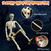 Poseable Full Body Human Skeleton Decors Haunting Halloween Party Skeleton with LED Green Lights for Scary Atmosphere
