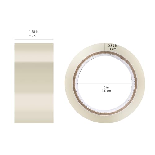 AmazonBasics Packing Tape, Perfect for Packaging, Shipping, Moving, and Storage, Clear, 51mm x 55m, 0.069mm Thick (12 Rolls)