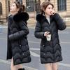 Winter Big Fur Collar Slim and Thin Medium and Long Cotton Clothes Women's Thickened Warm Jacket Cotton Clothes