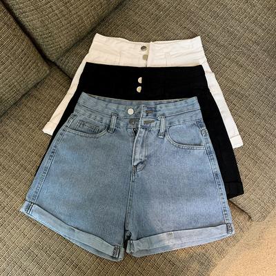 Shorts en Denim Reversés pour Femmes En Été Coréen Nouveau Taille Haute, Polyvalents Simples Jambes Larges