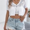 2026 Spring/Summer Women's Hollow Lace Short Sleeve Knitted Open Top S-XL