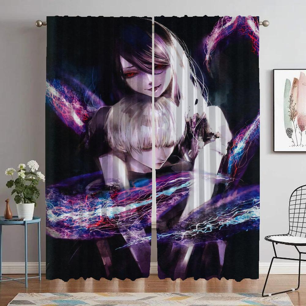 Tokyo Ghoul Elegant Room Curtains 2 Pieces Curtains for Bedroom Window Curtain Partition Halloween Decoration Shades Living Home