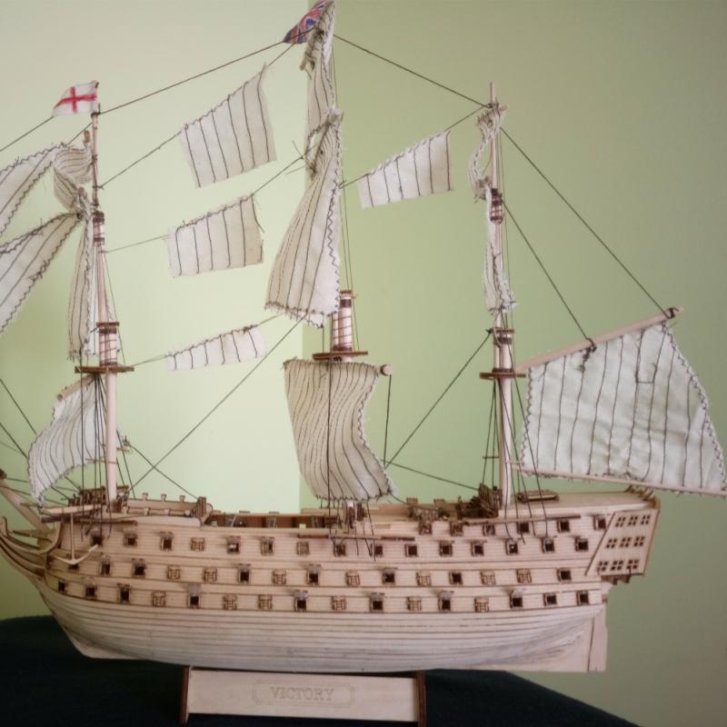 DIY Wood Assembled Victory Royal Navy Ship Sailboat Modeling Toy Decoration