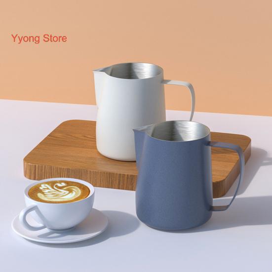 Pichet à café à la vapeur de 450ML, qualité alimentaire, pichet à mousse de lait, en acier inoxydable, bouche en forme de V, tasse à lait, accessoires de Machine à expresso acheter