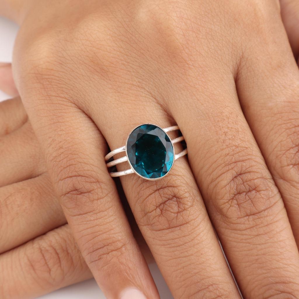 Apatite Gemstone Silver Elegant Ring Handmade 925 Sterling Silver Jewelry For Wedding, March Birthmonth Gift, Apatite Jewelry For Women RR-73-1