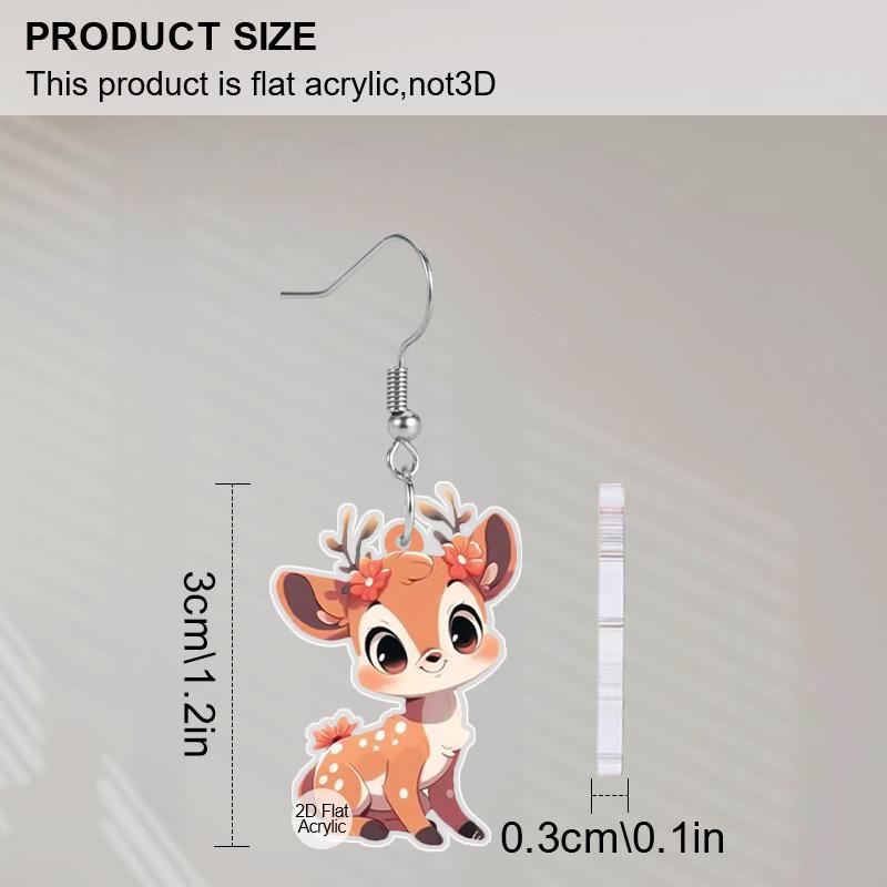 Christmas Gift Acrylic Women Fashionable Drop Earrings, Cute Deer Shape Design Earrings Jewelry for Women's Daily Wear and Holiday Party Wear