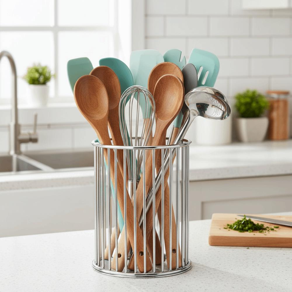 Gold Color Pen Holder Metal Material Pencil Organizer Storage Bucket Desktop Organizer  Office Use