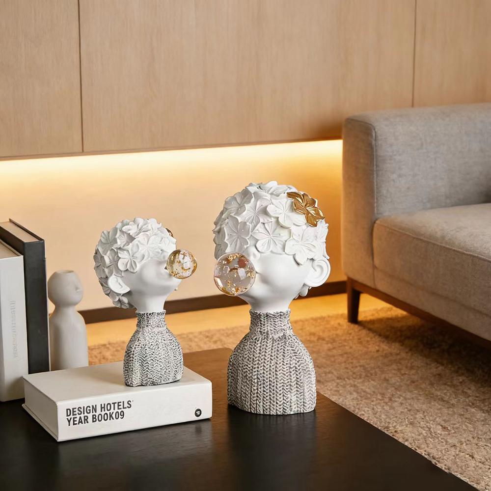 Creative Handmade Eco-Friendly Artistic Resin Crafts Bubble Blowing Boy Ornaments Desk Decoration Studio Bookcase Modern Simple