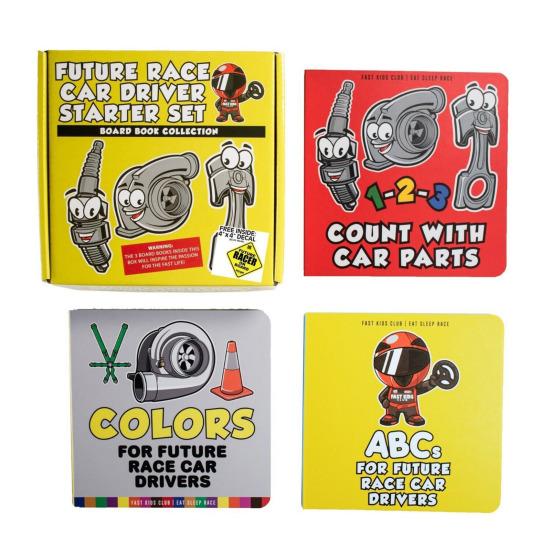 Children ABC Book for Future Race Car Driver Smooth Thick Paper Clear Cartoon Print Car-themed Early Drag Racer Childhood