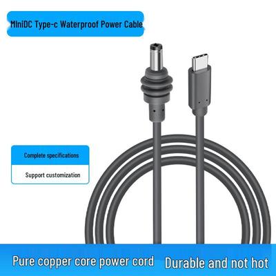 Gray Waterproof MiniDC To Type-C Male-to-Male Power Charging Cable for Outdoor Use