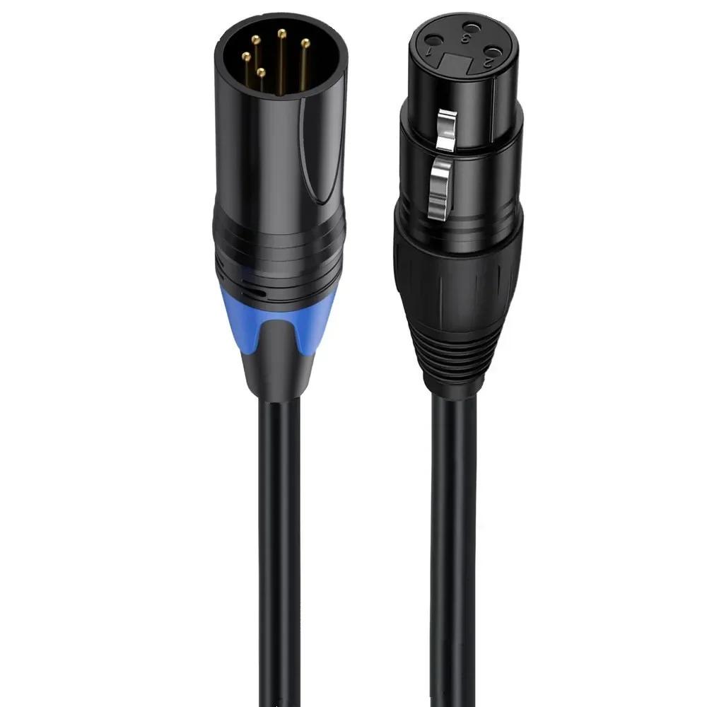 30cm XLR Audio Adapter Cable 3Pin Male to 5Pin Female & 3Pin Female to 5Pin Male Balanced Signal Cord For Microphone DMX Stage Light Audio Equipment