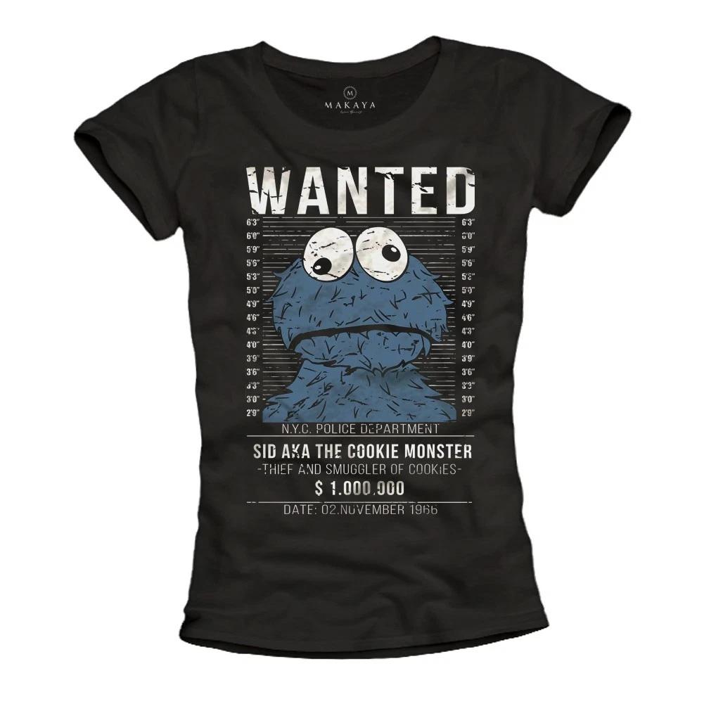 Wanted T-Shirt Ladies Funny Funny Cool Gifts Cookies Monster Fun Top Shirt- 3XL