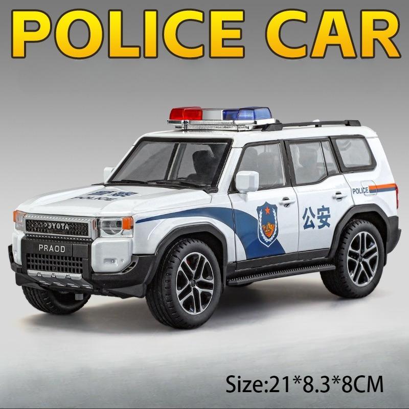 1:24 MODEL Y Prado LC250 Police Car Model Toy Sound Light Public Security 911 Emergency Vehicle Models Birthday Gift for Boys