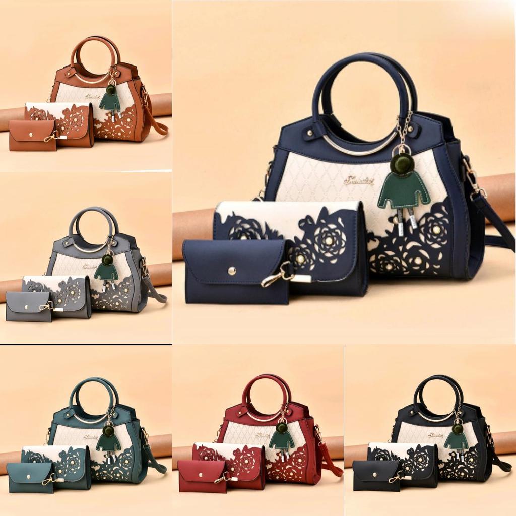 Fashion Flower Pattern Handbag With Inner Zipper Pocket And Crossbody Strap For Women