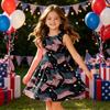 Girls Sleeveless Dress Independence Day Patchwork Pattern Casual A-Line Dress Summer Kids Party Dress