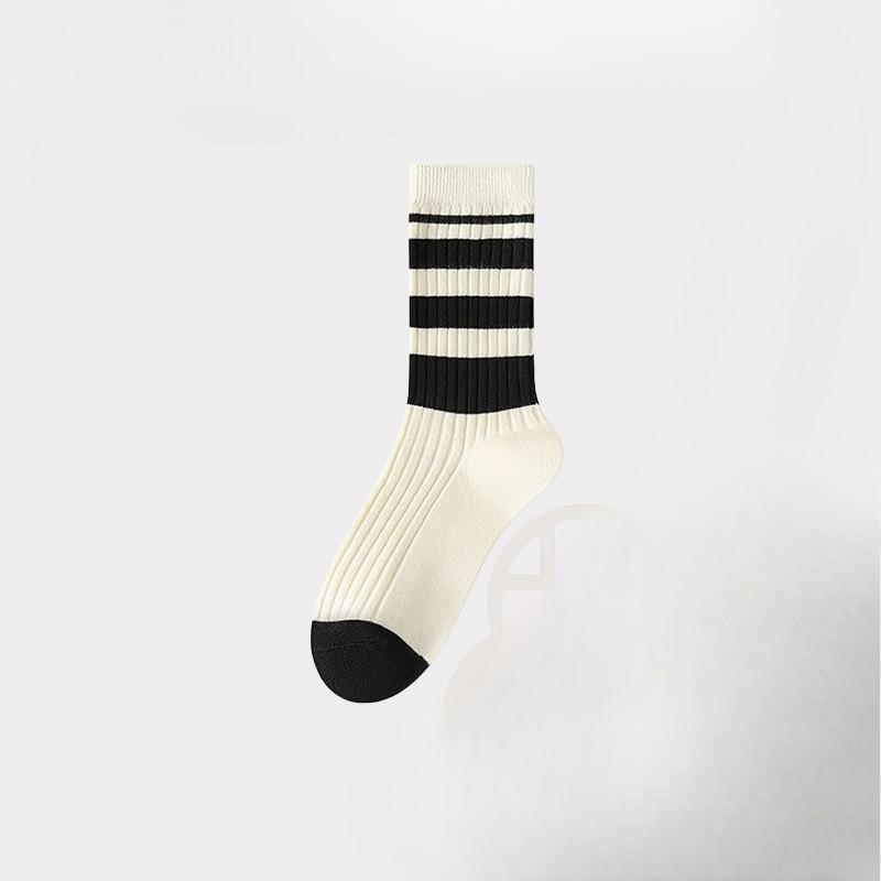 

Socks for Women, Spring and Autumn, Pile Socks, Cotton Socks, Antibacterial Striped Mid-calf Socks, Versatile, Breathable and Anti-slip Women s Socks 1 pair