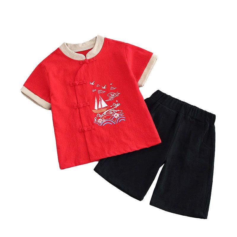 Hanbok Erkek Yazlık İnce Kesim Takım Çin Tarzı Antik Bebek Çocuk Çinli Erkek Yazlık Tang Performans Kıyafetleri