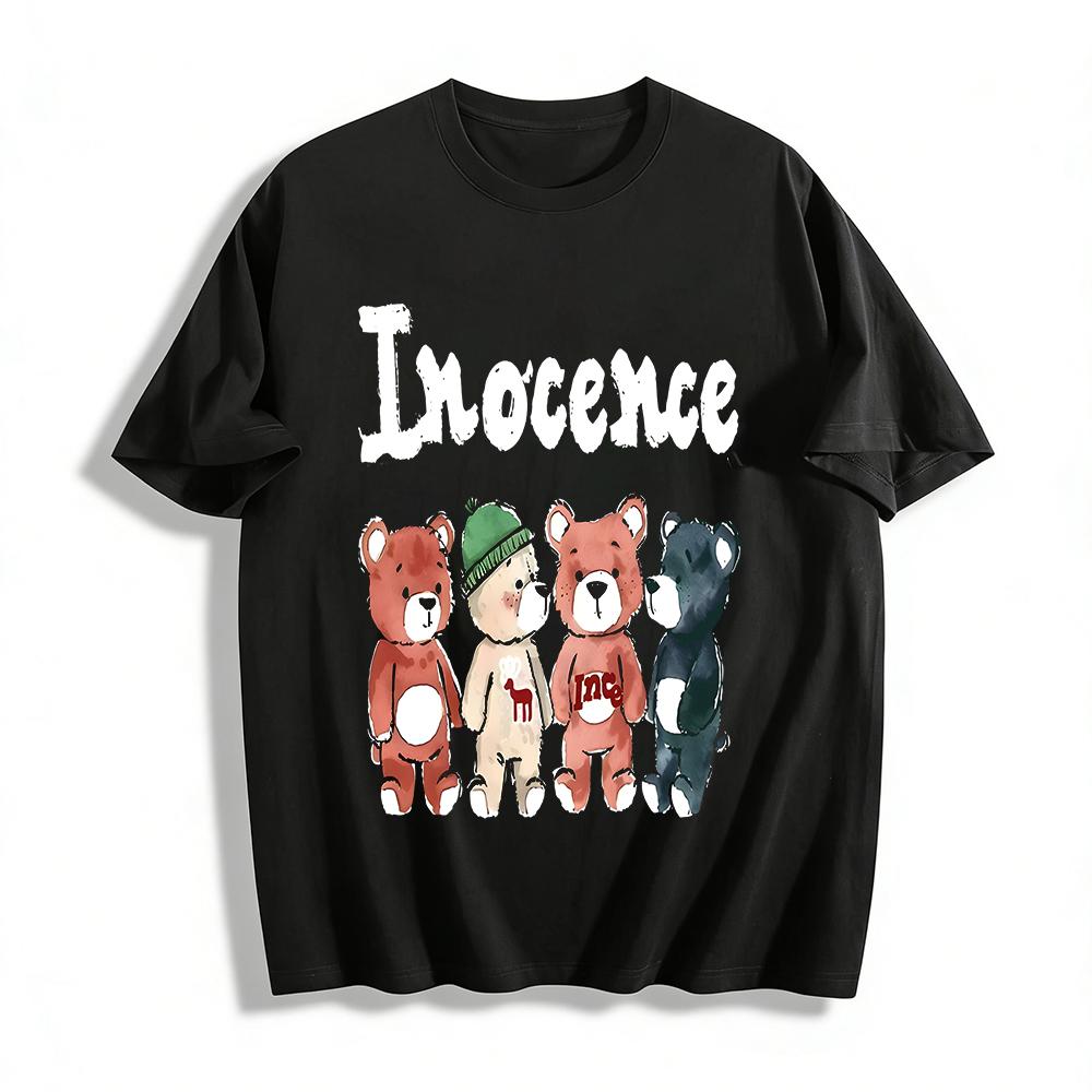 

Watercolor Bear Print Casual Tops Soft Comfortable Versatile T-shirts For Kids Daily Outdoor Wear Pure cotton T-shirt XXS