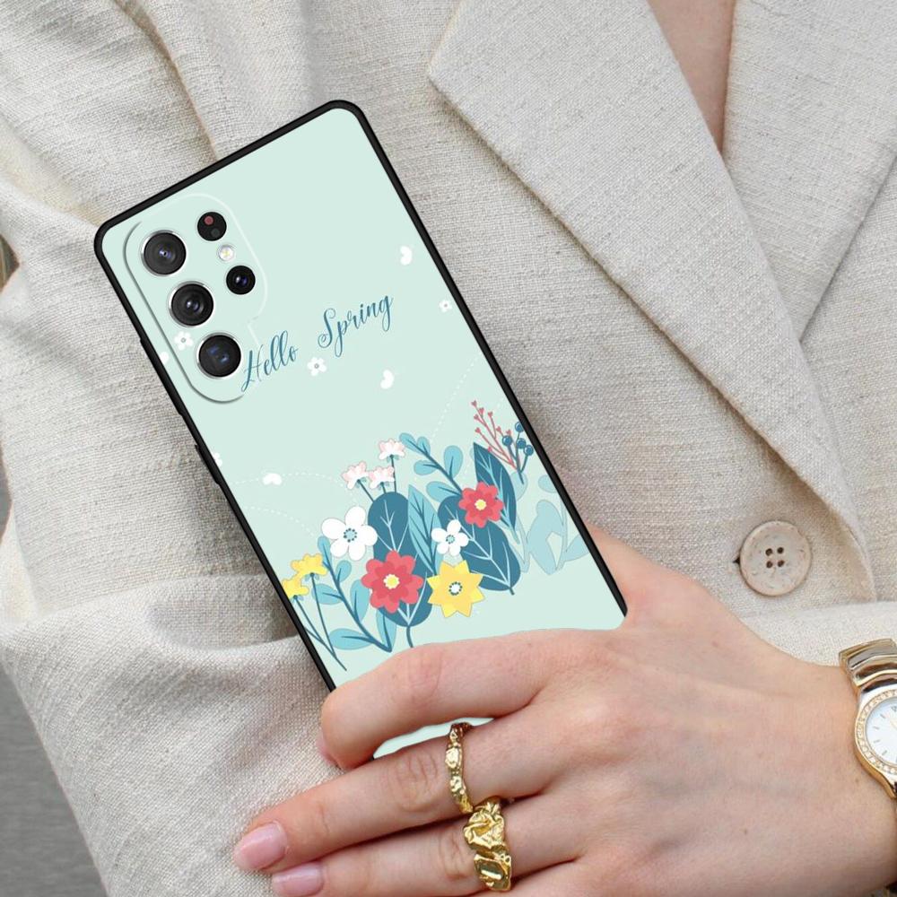 Hello Spring Flowers Cell Phone Case for Samsung Galaxy S26 Ultra S25 S24 S23 S22 S21 S20 Note10 Cover