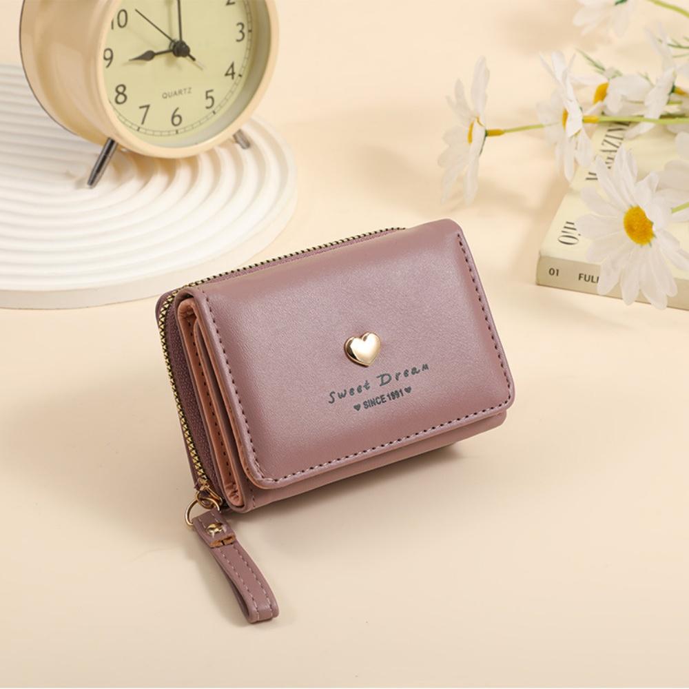 

Fashion Love Heart Wallet Zippered Multi-Card Slot Card Holder Short Cash Bags For Women Student Simple Coin Purse Pouch