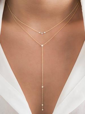 Elegant Dual-Layer Y-Shaped Fine Chain Necklace for Women Simple  Lockbone Chain Daily Versatile Fashion Jewelry Accessory