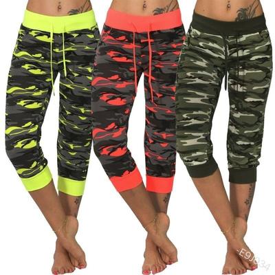 Women's 3/4 Lightweight Jogging Capri Pants Camouflage Sport Fitness Pants Trousers Legging