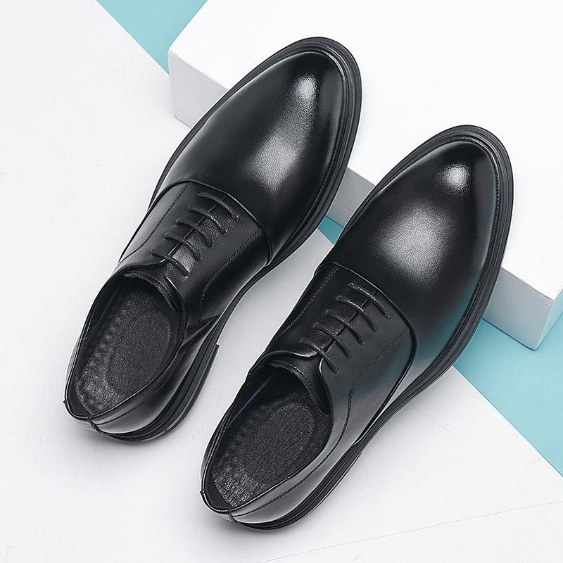 Größe 44 Herren Unsichtbare Schuhe mit Höhenerhöhung, Modische Leder Slipper Casual Flache Business Schuhe, Schwarzes Elevator-Schuhwerk für Herren