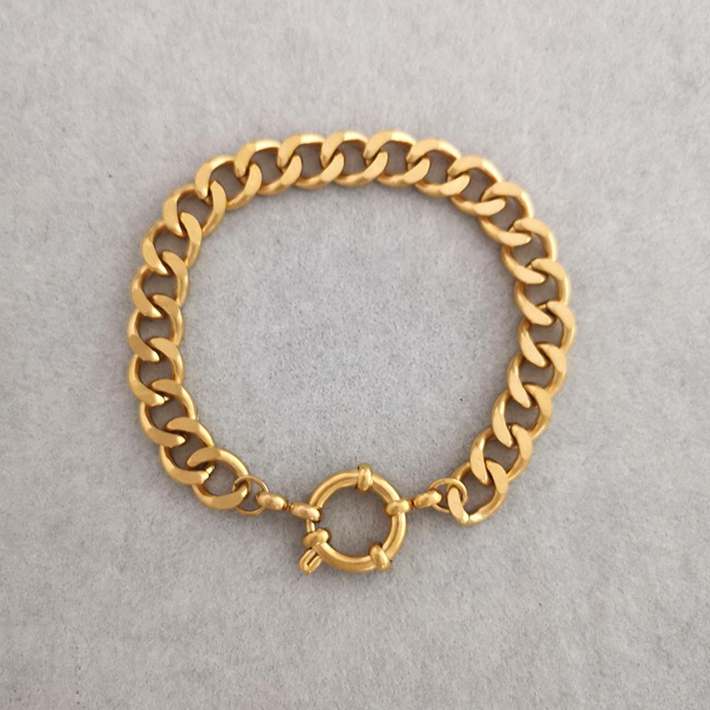 QMHJE Stainless Steel Bracelet Anklet Women Men Anchor Clasp Beads Chain Sailor Wheel Geometric Link Basic DIY Gold Silver