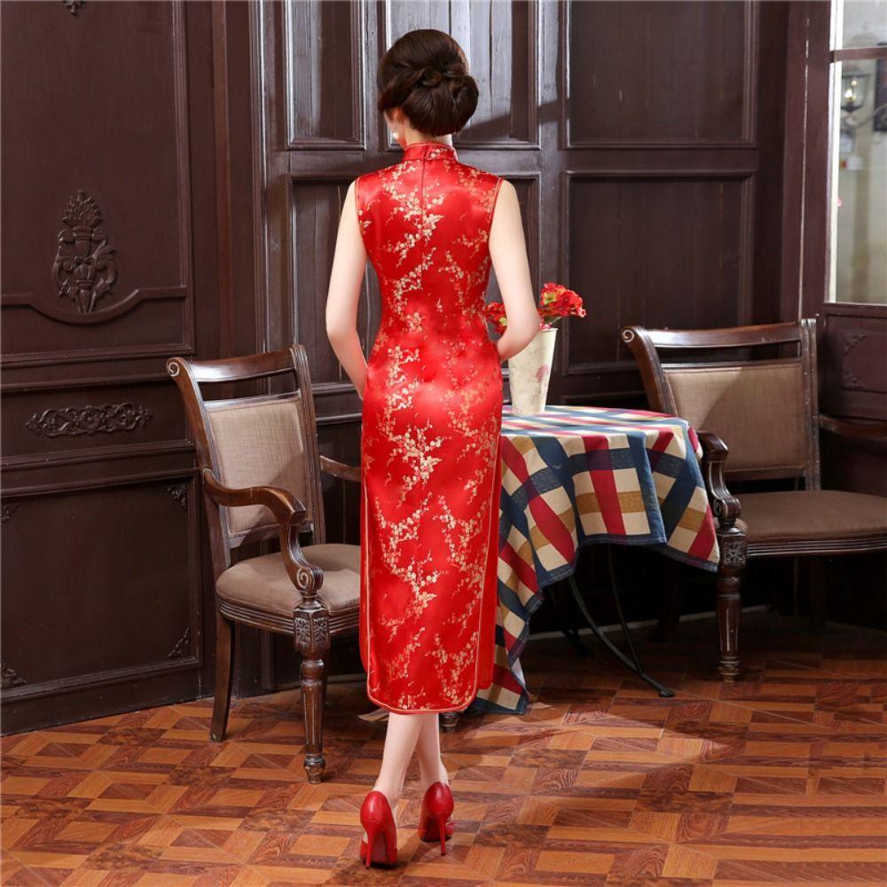 Chinese Style Cheongsam Dresses Floral Print Traditional Clothing Traditional Chinese Qipao Party