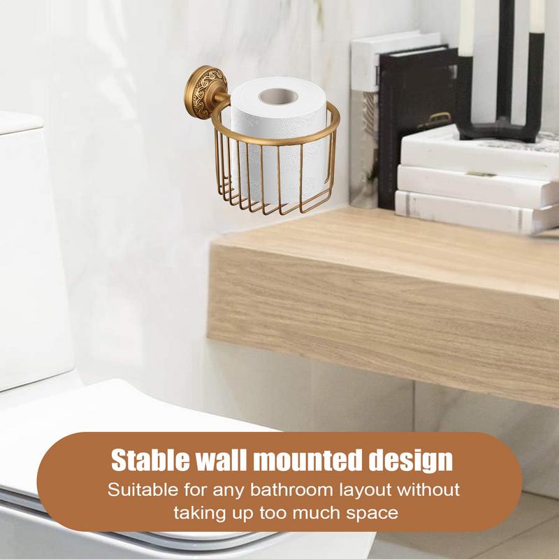 Antique Brass Toilet Paper Holder Wall Mount Toilet Paper Roll Holder Decorative Rustic Bathroom Accessory for Apartment Dorm